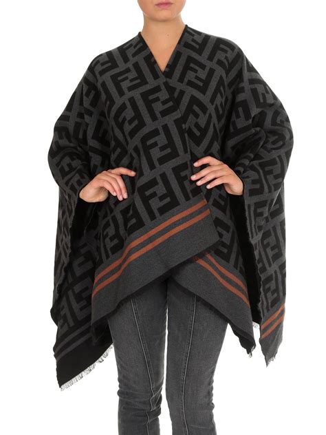 fendi poncho black and white